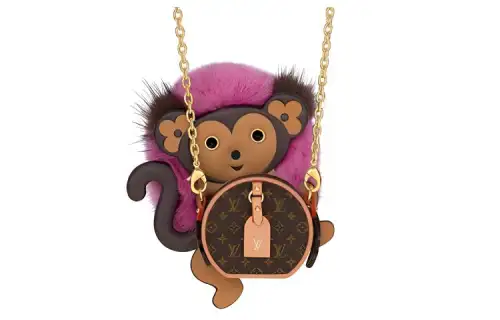 LOUIS VUITTON Canvas With Leather Necklace Pouch Women's Brown