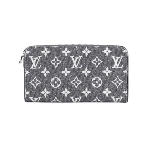 LOUIS VUITTON Zippy Denim Wallet Women's Gray