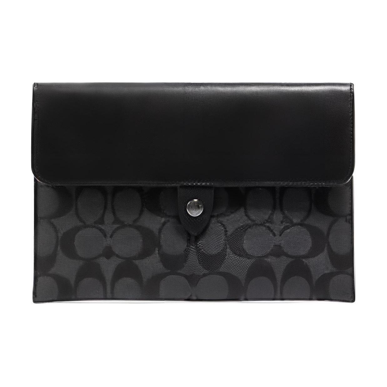 COACH Tablet Canvas With Leather Card Holder, Wallet Medium Men's Black