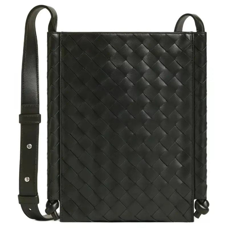 Bottega Veneta Intrecciato Calfskin Crossbody Bag, Shoulder Bag Men's Dark Green