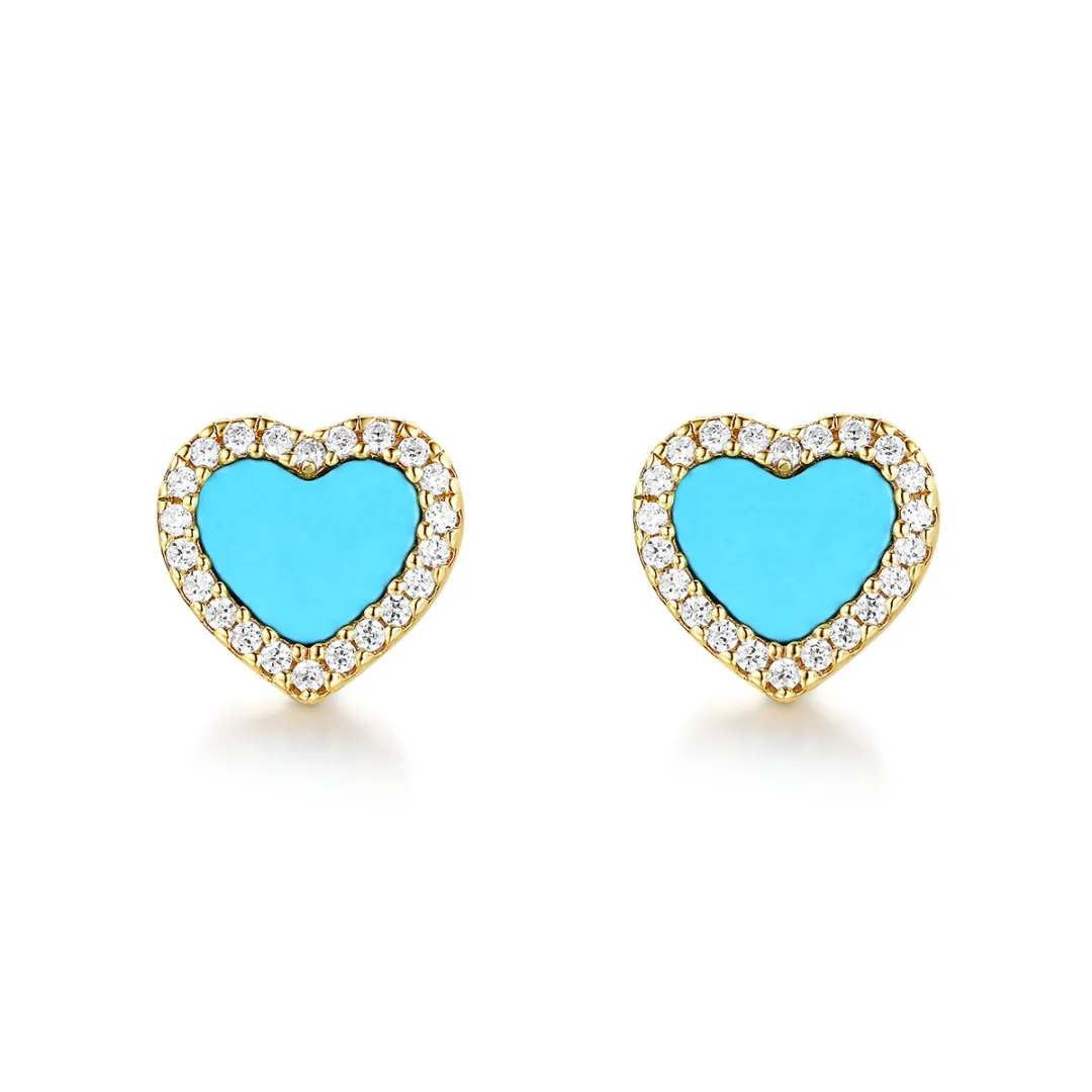Apm Monaco 925 Sterling Silver Synthetic Cubic Zirconia Stud Earrings Women's Lake Blue