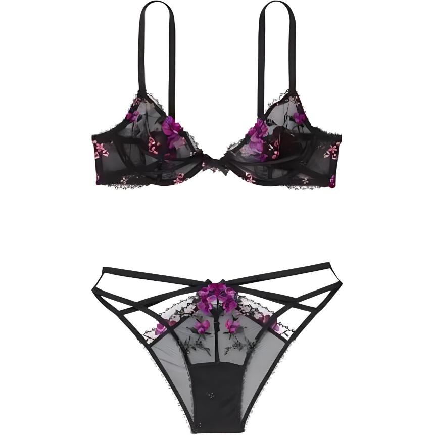 Женский комплект белья Victoria's Secret V-образный (черный)