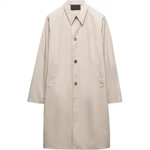 PRADA Coats Men's Beige Lapel Moderate Straight Fit