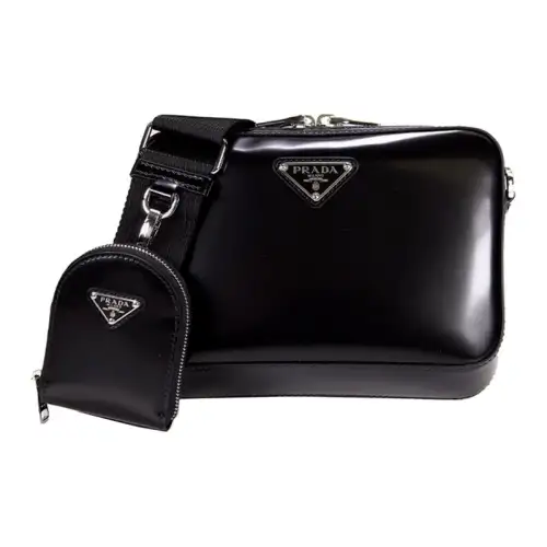 PRADA Cow Leather Crossbody Bags Women's Black