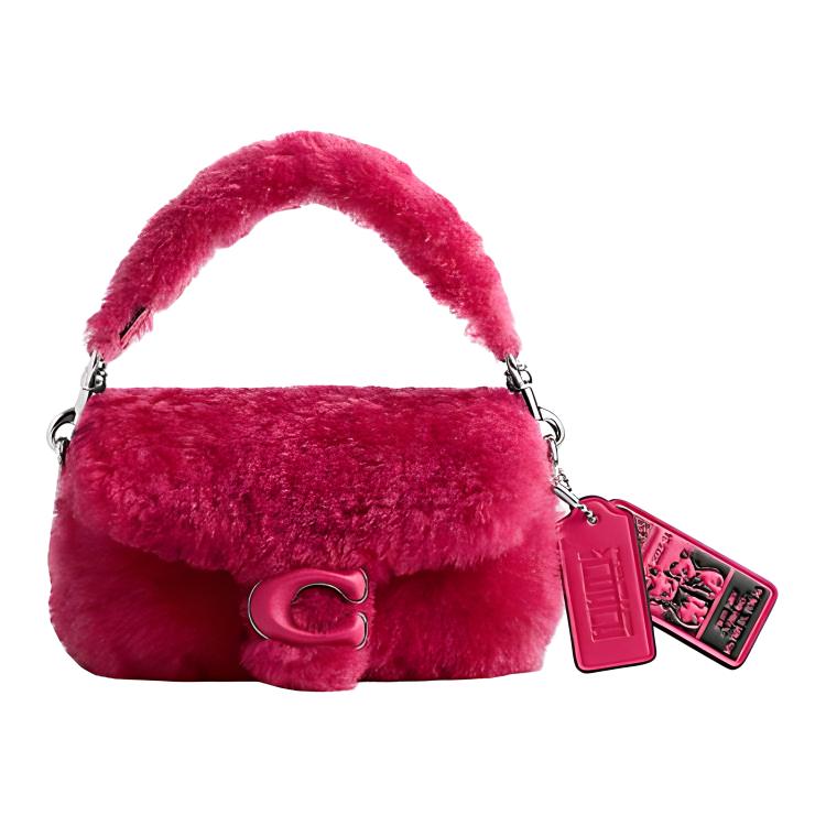 COACH LIL NAS Collaboration Shearling Shoulder Bag, Crossbody Bag, Handbag Mini Women's Bright Fuchsia