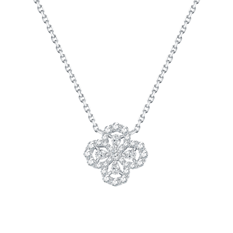 Fashionable classic jewelry, artificial necklace, four-leaf clover, light luxury style, silver 925 sample, 750 sample gold