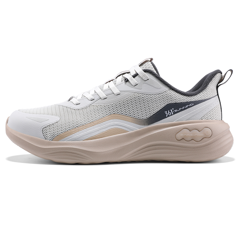 361° Slip Resistant, Abrasion Resistant, Breathable Low top Sprint Running Shoes Men’s White Beige