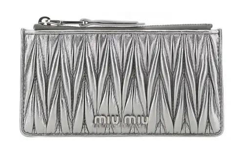MIU MIU Leather Wallet Women's Silver