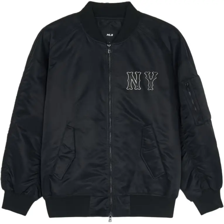MLB Puffer Jackets Unisex Black Baseball Collar Moderate