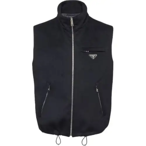 PRADA Down Jackets Men's Black Stand Collar Moderate Other