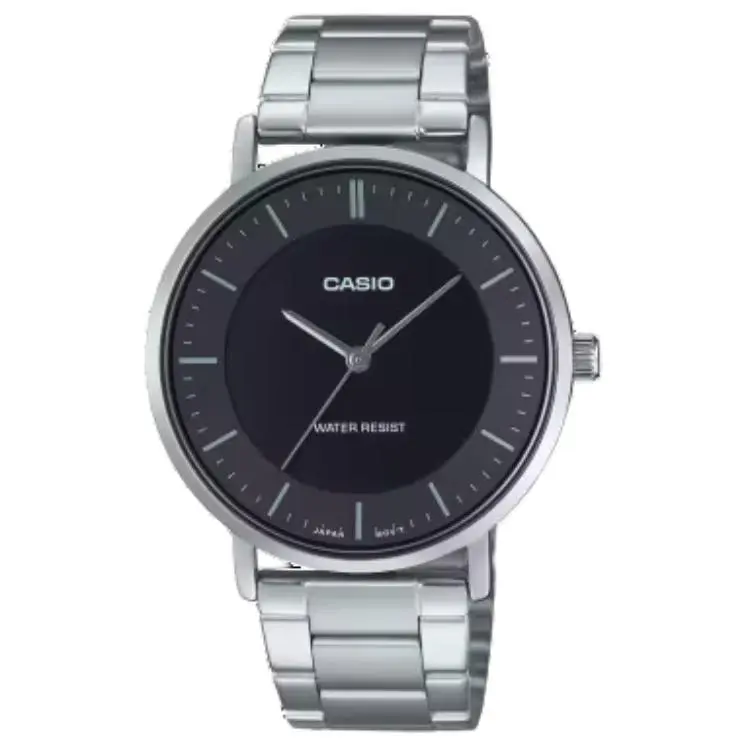 CASIO Quartz Movement Stainless Steel Strap Watch Unisex Black Dial