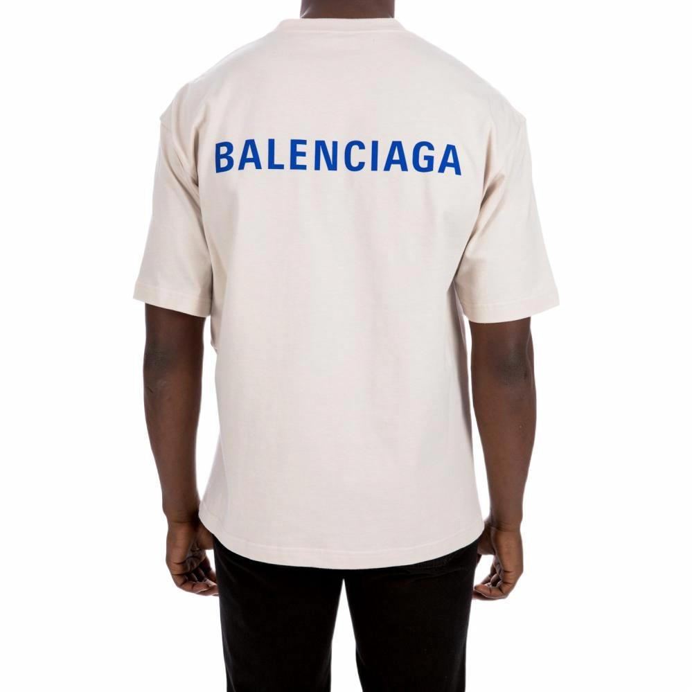 Мужская футболка Balenciaga (бежевая) — фото 7