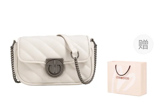 Miao Di Cow Leather Shoulder Bag, Crossbody Bag Regular Women's Milkshake White/Midnight Black/Moonlight Silver