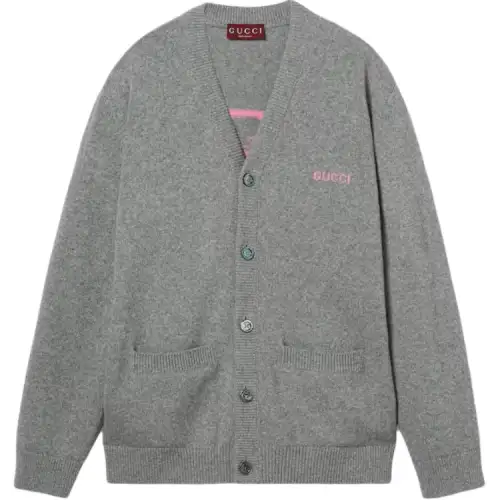 GUCCI SS25 Cashmere Sweater Men's Gray