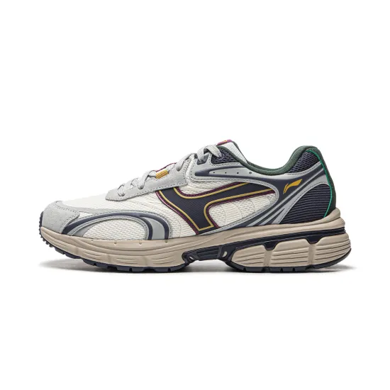 LiNing Cushioning Anti Slip And Wear Resistant Low Top Casual Running Shoes Men's White Gray Blue