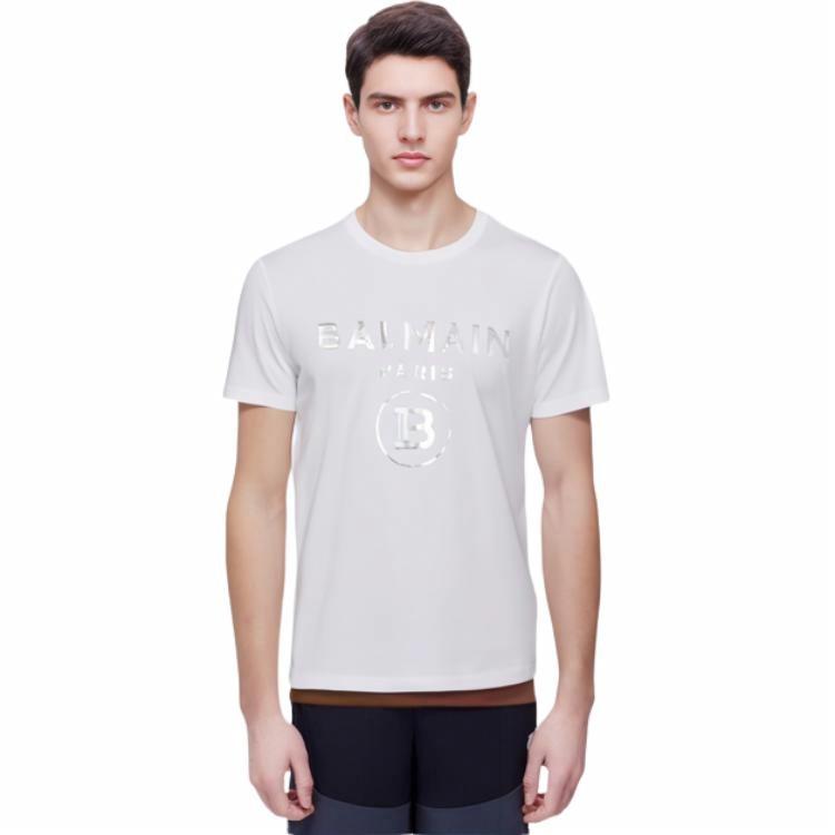 Мужская футболка BALMAIN (белая) — фото 5
