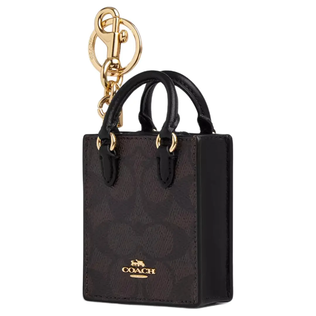 COACH Coated Canvas With Artificial Leather Earphone Case Mini Women's Black