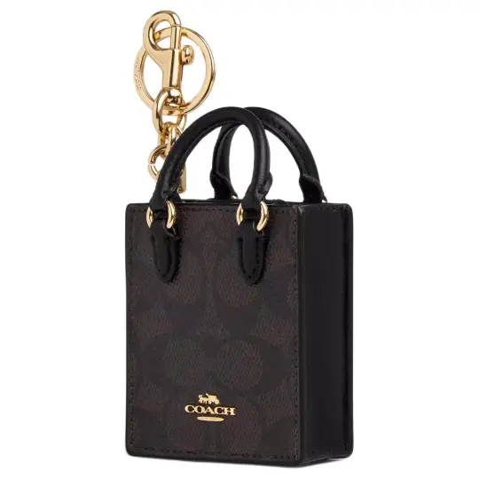 COACH Coated Canvas With Artificial Leather Earphone Case Mini Women's Black