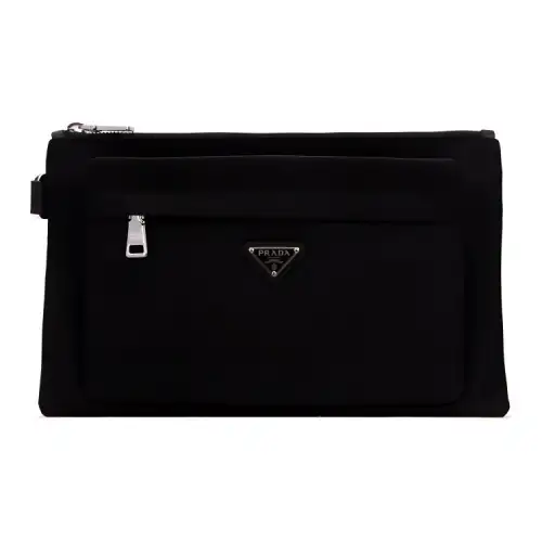 PRADA Leather Clutch Men's Black