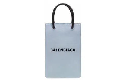 Balenciaga Cow Leather Cell Phone Pouch Women's Blue