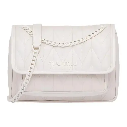 MIU MIU Matelassé Calfskin Shoulder Bag, Crossbody Bag Women's White