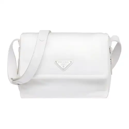 PRADA Re Nylon Recycled Nylon Messenger Bag, Crossbody Bag, Shoulder Bag Women's White