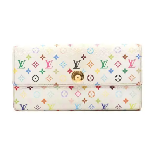 LOUIS VUITTON Sarah Canvas Wallet Women's White