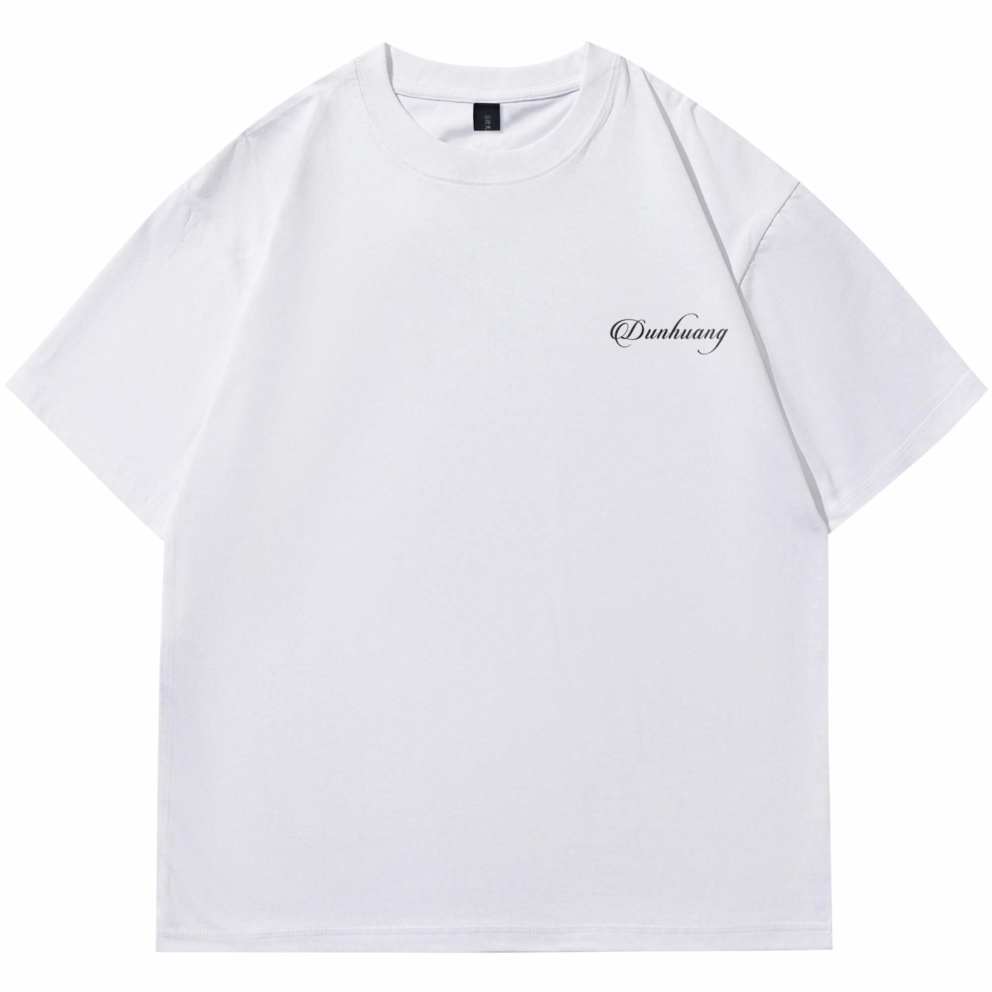 Dunhuang Fine Arts Institute American high street cleanfit style pure cotton heavyweight simple full-print new Chinese-style trendy snake and floral pattern round neck loose short-sleeve T-shirt unisex