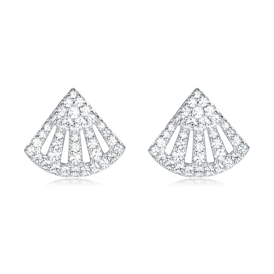 Apm Monaco 925 Sterling Silver Synthetic Cubic Zirconia Stud Earrings Women's Silver White