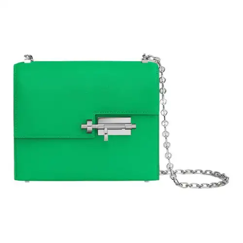 HERMES Verrou Chamkila Goat Skin Verrou Bag Crossbody Bag 17 Women's Bright Green