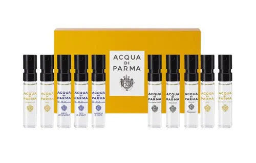 Perfume sample, perfumed set, gift box, eau de cologne, fig color