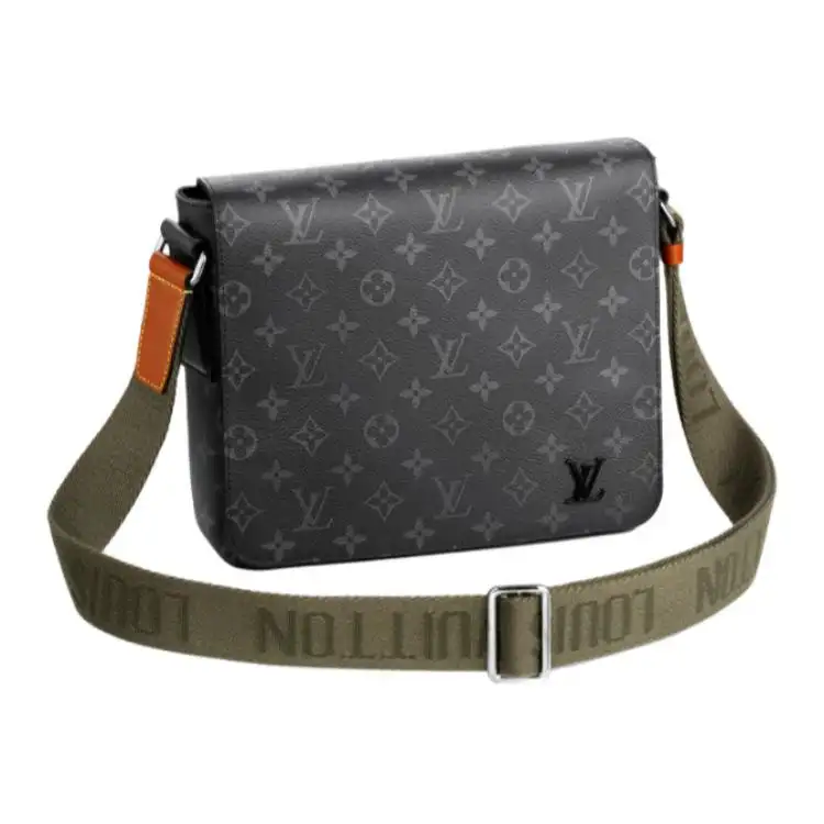 LOUIS VUITTON Monogram Cow Leather Messenger Bag, Shoulder Bag Small Men's Black