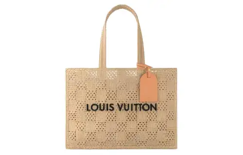 LOUIS VUITTON Shopper Bag Mm Damier Raffia Natural Beige