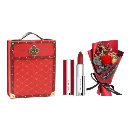 Givenchy, gift box, makeup primer, set, matte lipstick contains rose, perfume for professional use, translucent shading, sample