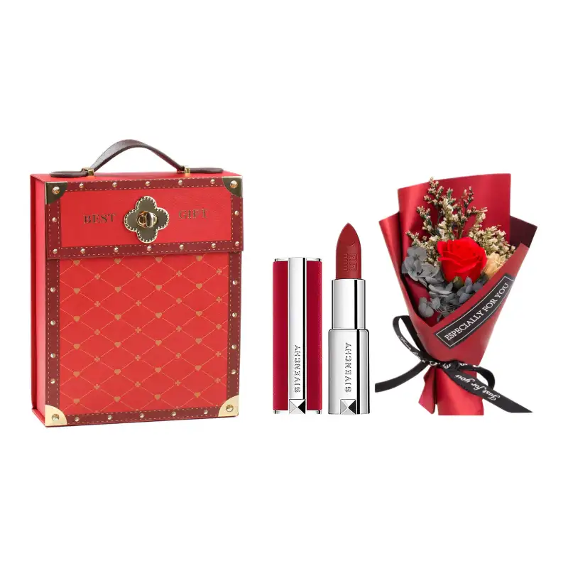 Givenchy, gift box, makeup primer, set, matte lipstick contains rose, perfume for professional use, translucent shading, sample