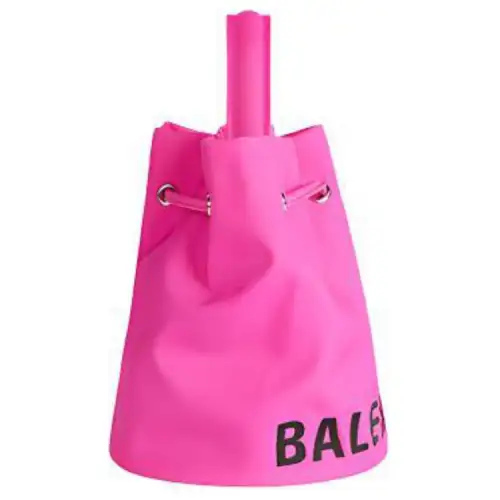 Balenciaga WHEEL Drawstring Closure Nylon Bucket Bag, One Shoulder Handbag Women's Pink