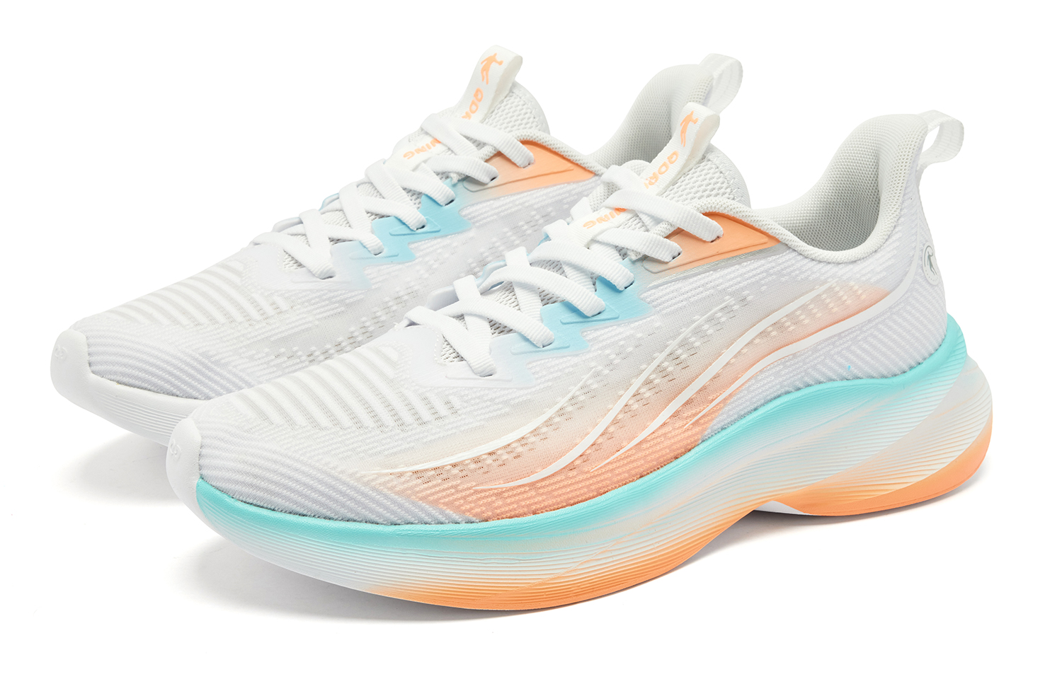 QIAODAN Low top Casual Running Shoes Men’s White Orange Blue