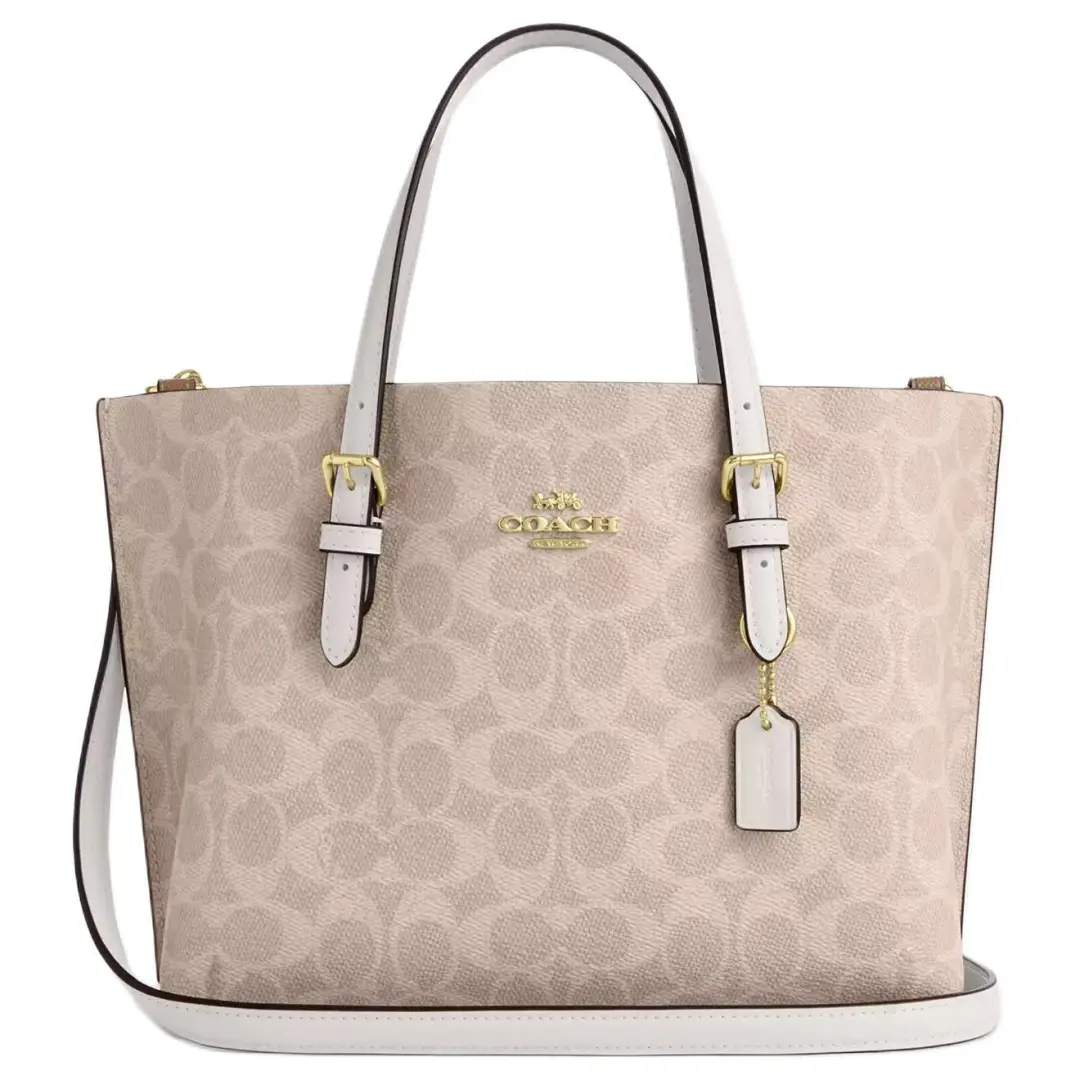 COACH Mollie Coated Canvas Tote Bag, Shopping Bag, Shoulder Bag, Crossbody Bag, Handbag 25 Women's Sand & Chalk