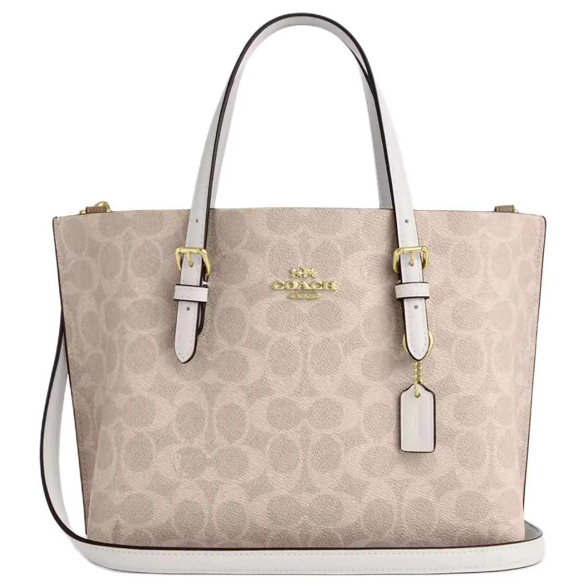 COACH Mollie Coated Canvas Tote Bag, Shopping Bag, Shoulder Bag, Crossbody Bag, Handbag 25 Women's Sand & Chalk