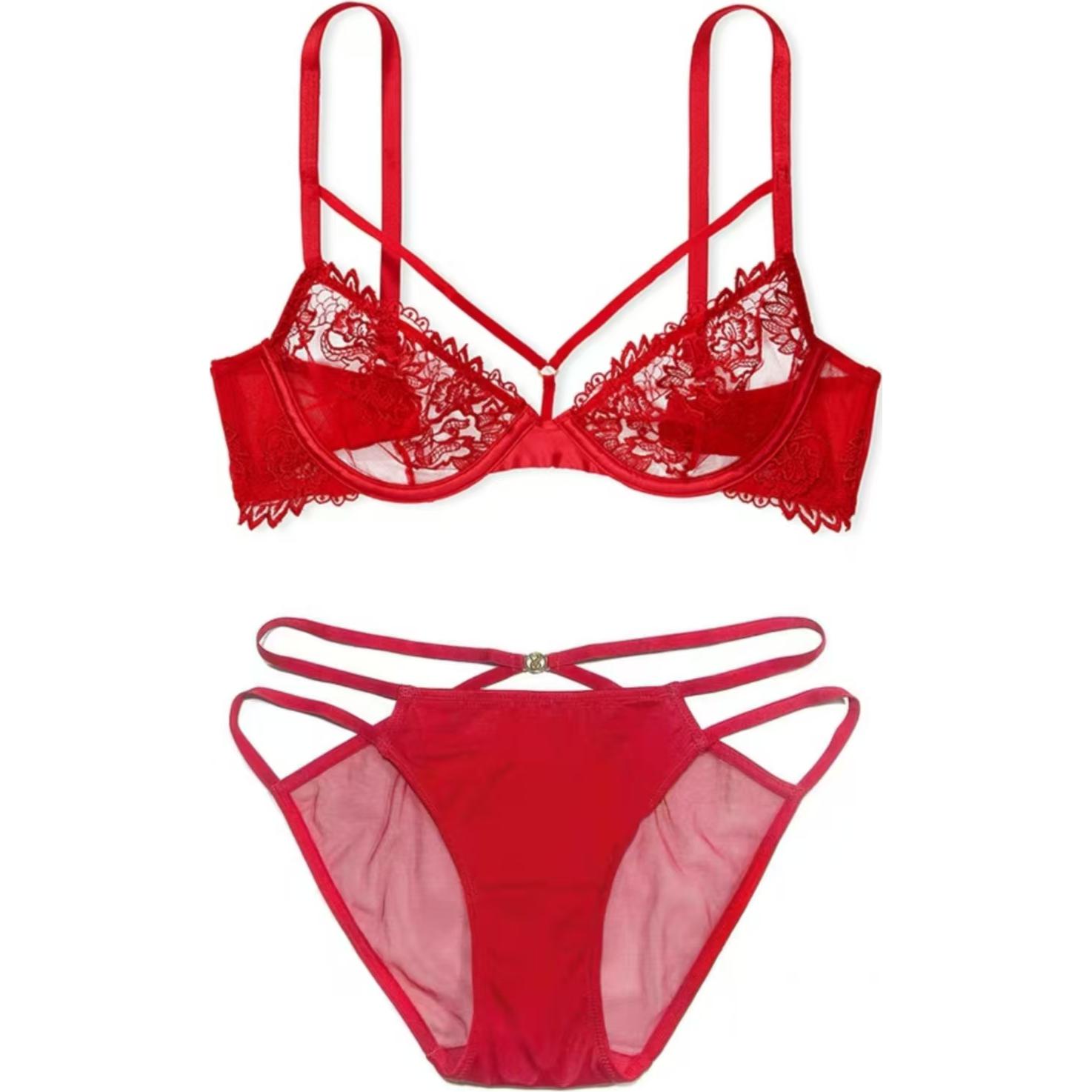 Женский комплект белья Victoria's Secret (красный)