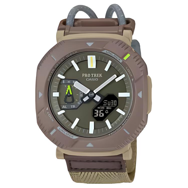 Мужские часы Casio с текстильным ремешком (кофейные)