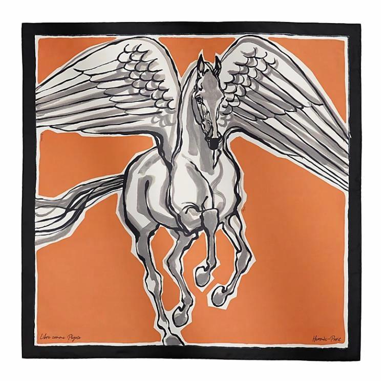 Женские очки Hermes с принтом Пегас (черно-карамельные)