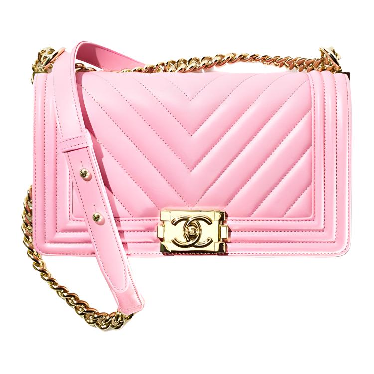 CHANEL 22SS Spring Summer Leboy Calfskin Flap Bag, One Shoulder Handbag, Crossbody Bag Medium Women's Pink