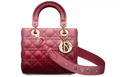 DIOR Lady Dior Sheepskin Shoulder Bag, Crossbody Bag, Handbag Regular Women's Berry Pink Gradient Effect