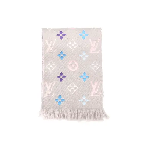 LOUIS VUITTON Wool Silk Knit Scarves Women's Rainbow Multicolor