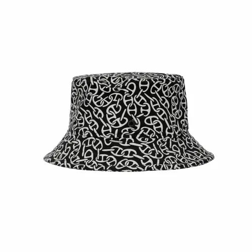HERMES Patterned Print Polyester Bucket Hats Women's Black