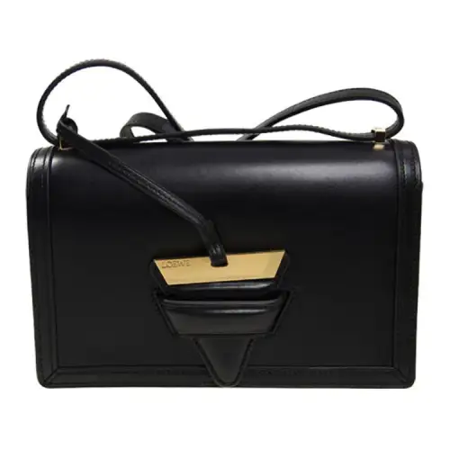 LOEWE Solid Color Cow Leather Crossbody Bag, Shoulder Bag Women's Black