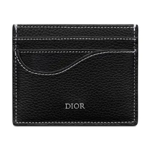 DIOR Saddle Grained Calfskin Saddle Card Holder Women's Black