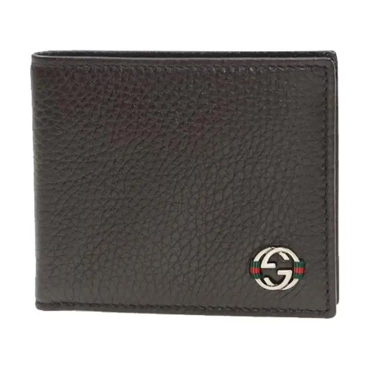 GUCCI Cow Leather Wallet Men's Brown