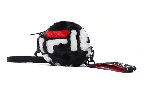 FILA Lambswool Fleece Clutch Wrist Bag, Shoulder Bag, Crossbody Bag Regular Women's Black